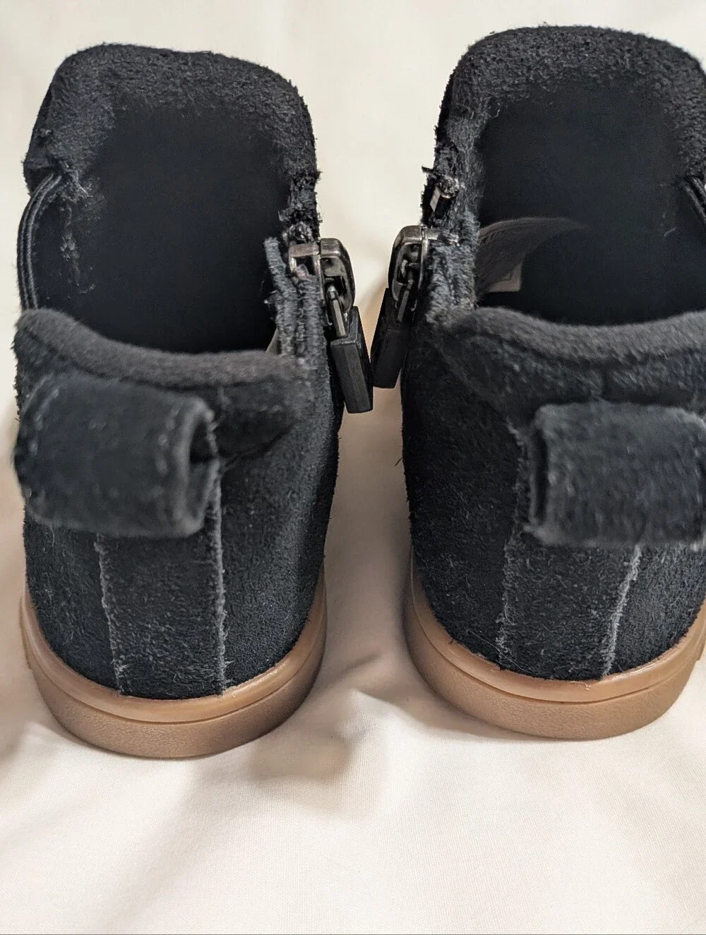 Kids Black Suede Chelsea Boots with Tan Sole